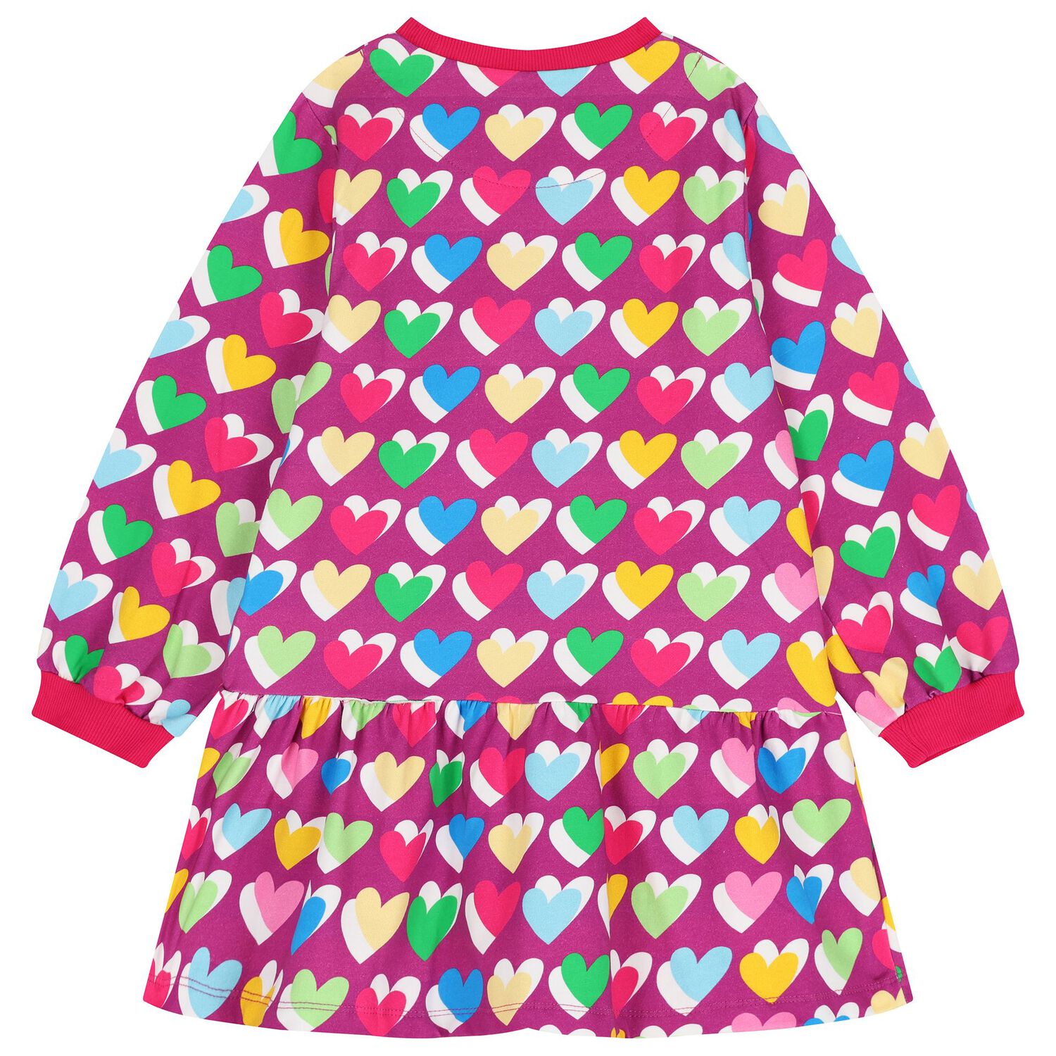 Girls Purple & Pink Heart Dress, 1, hi-res