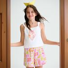 Girls White & Lilac Shorts Set, 1, hi-res