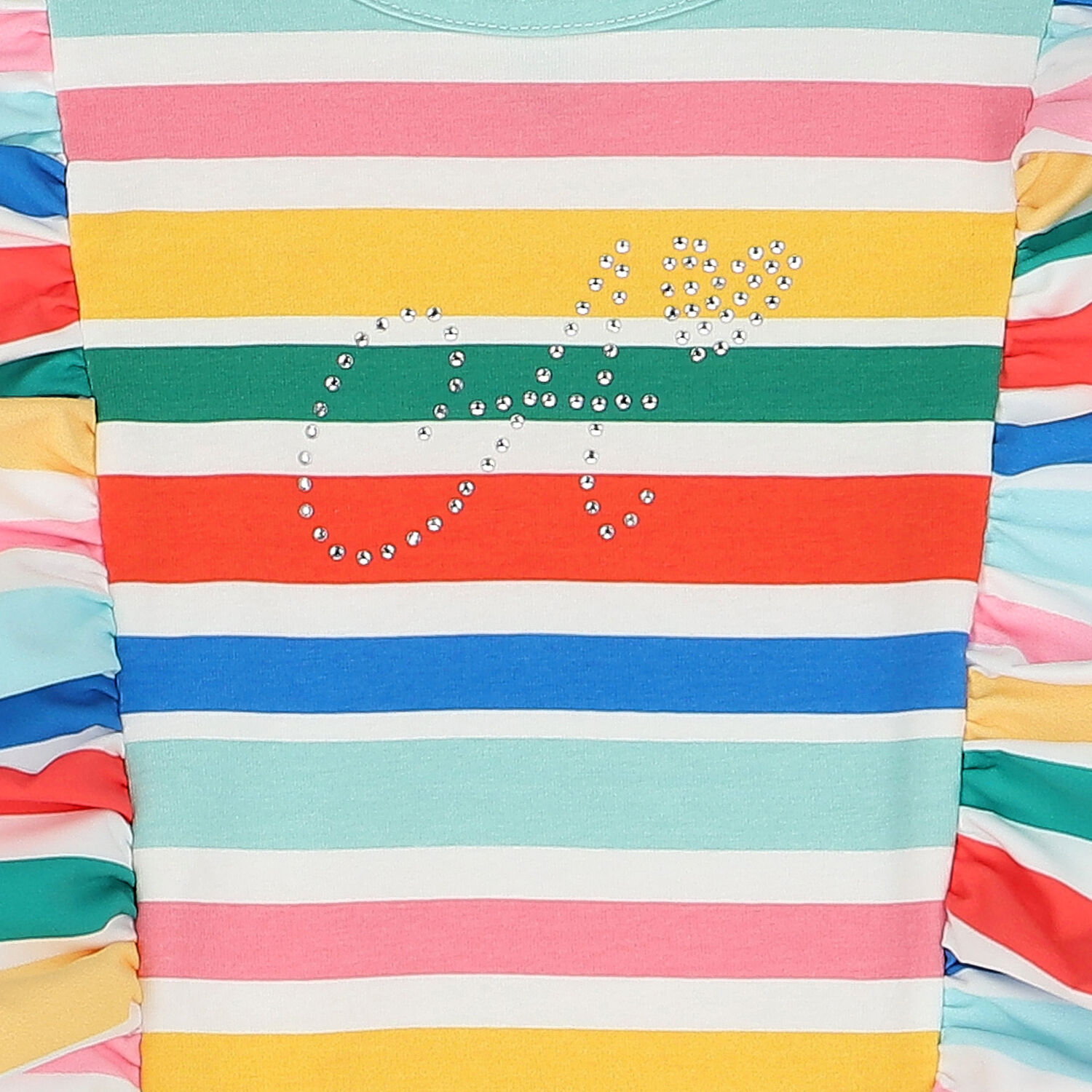 Girls Rainbow Stripe Ruffle Dress, 1, hi-res