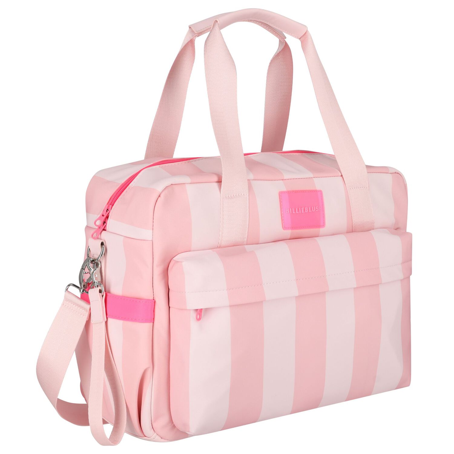 Pink Logo Striped Baby Changing Bag, 1, hi-res
