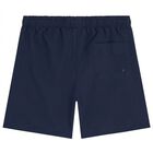 Boys Navy Blue Tiger Logo Swim Shorts, 1, hi-res