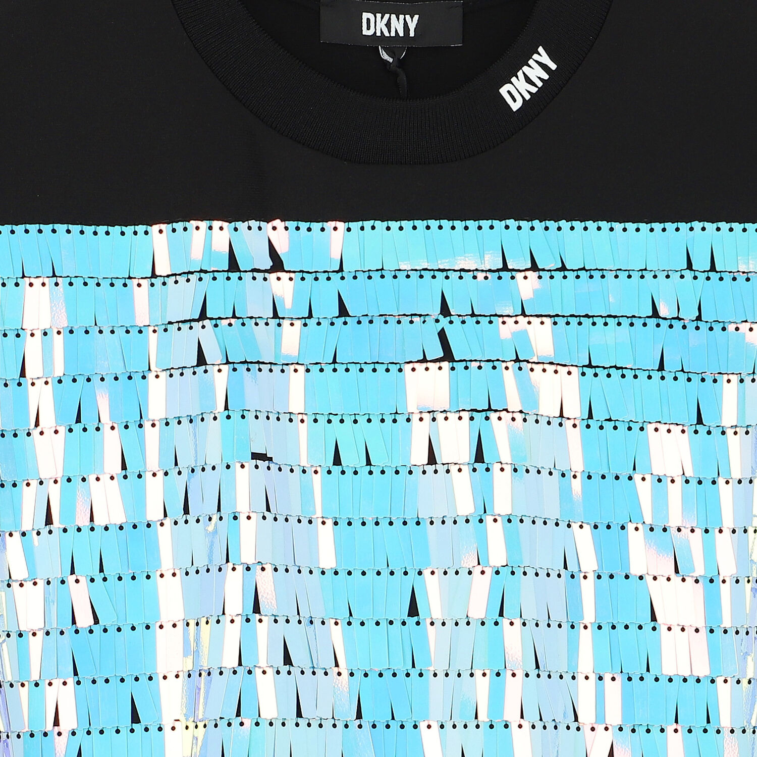 Girls Black Embellished Sequin Dress, 1, hi-res