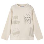 Boys Ivory Long Sleeve Top, 2, hi-res