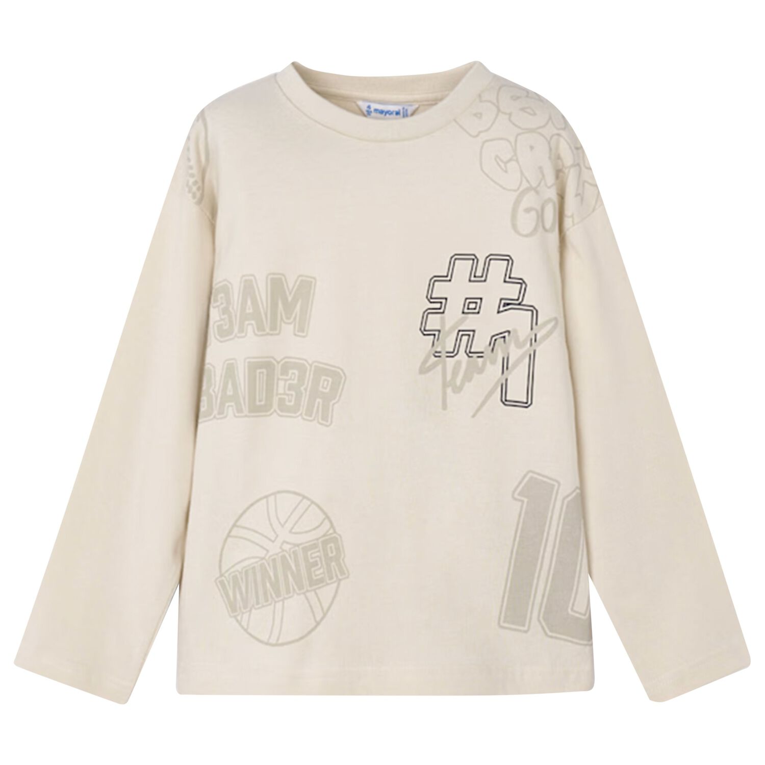 Boys Ivory Long Sleeve Top, 2, hi-res