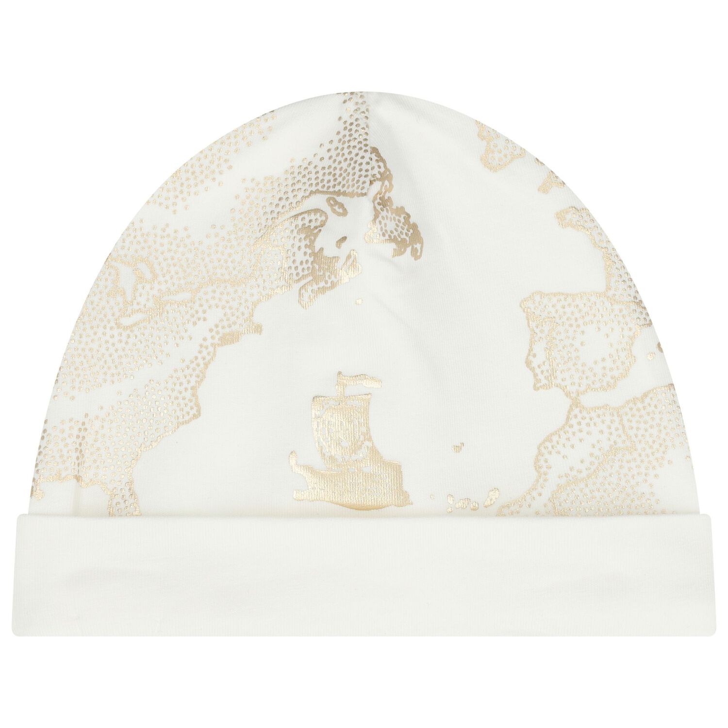 White & Gold Geo Map Baby Hat, 1, hi-res