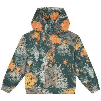 Boys Green Logo Hooded Top