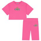Girls Pink Teddy Bear Logo Shorts Set, 1, hi-res