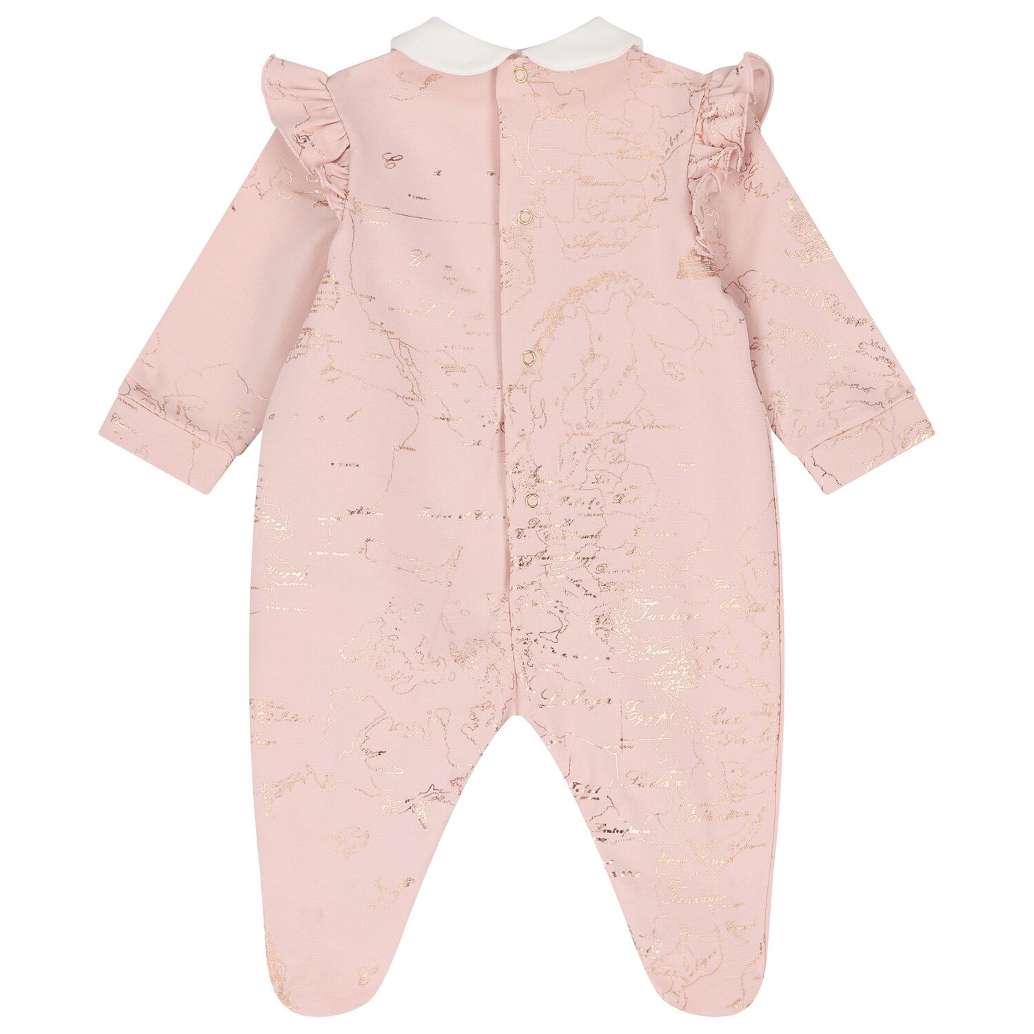 Baby Girls Pink & Ivory Geo Map Babygrow, 1, hi-res