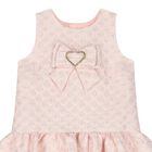 Girls Pink Jacquard Flower Dress, 1, hi-res