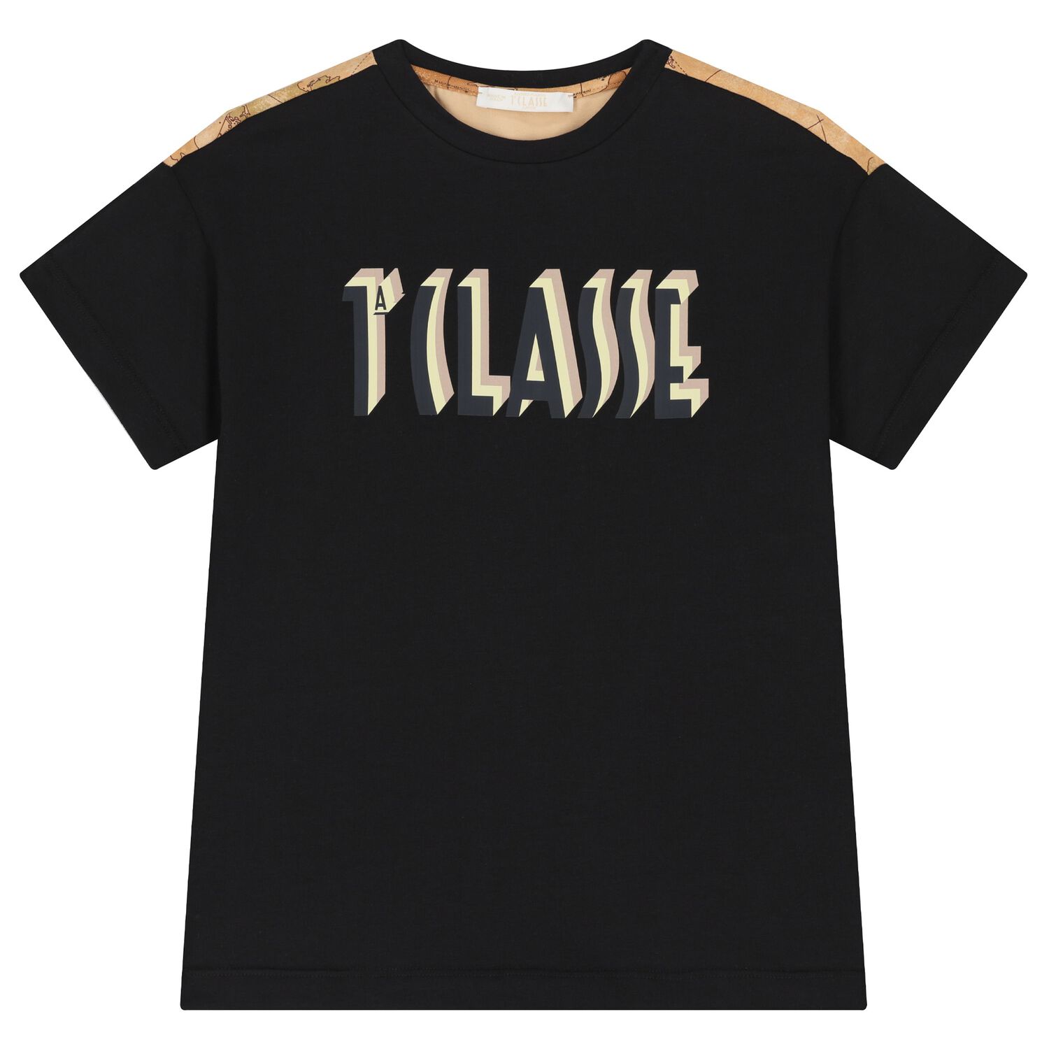 Boys Black & Beige Geo Map Logo T-Shirt, 2, hi-res