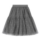 Girls Grey Flower Tulle Skirt, 1, hi-res