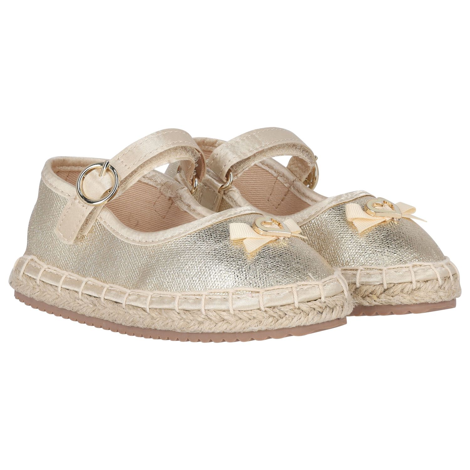 Baby Girls Gold Espadrilles, 1, hi-res