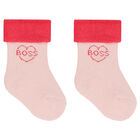 Baby Girls Pink Logo Socks (2 Pack), 1, hi-res