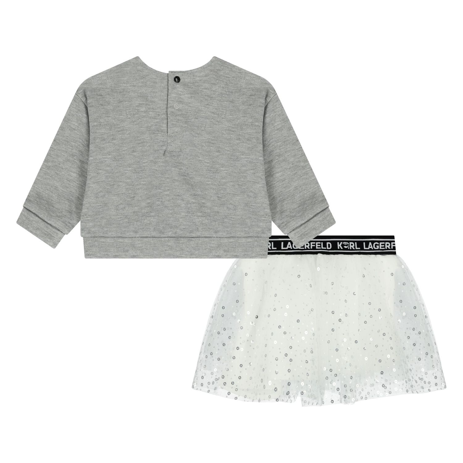 Younger Girls Grey & White Logo Skirt, 1, hi-res