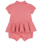 Baby Girls Pink Logo Romper, 1, hi-res