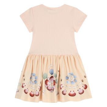 Younger Girls Pink & Beige Shell Dress