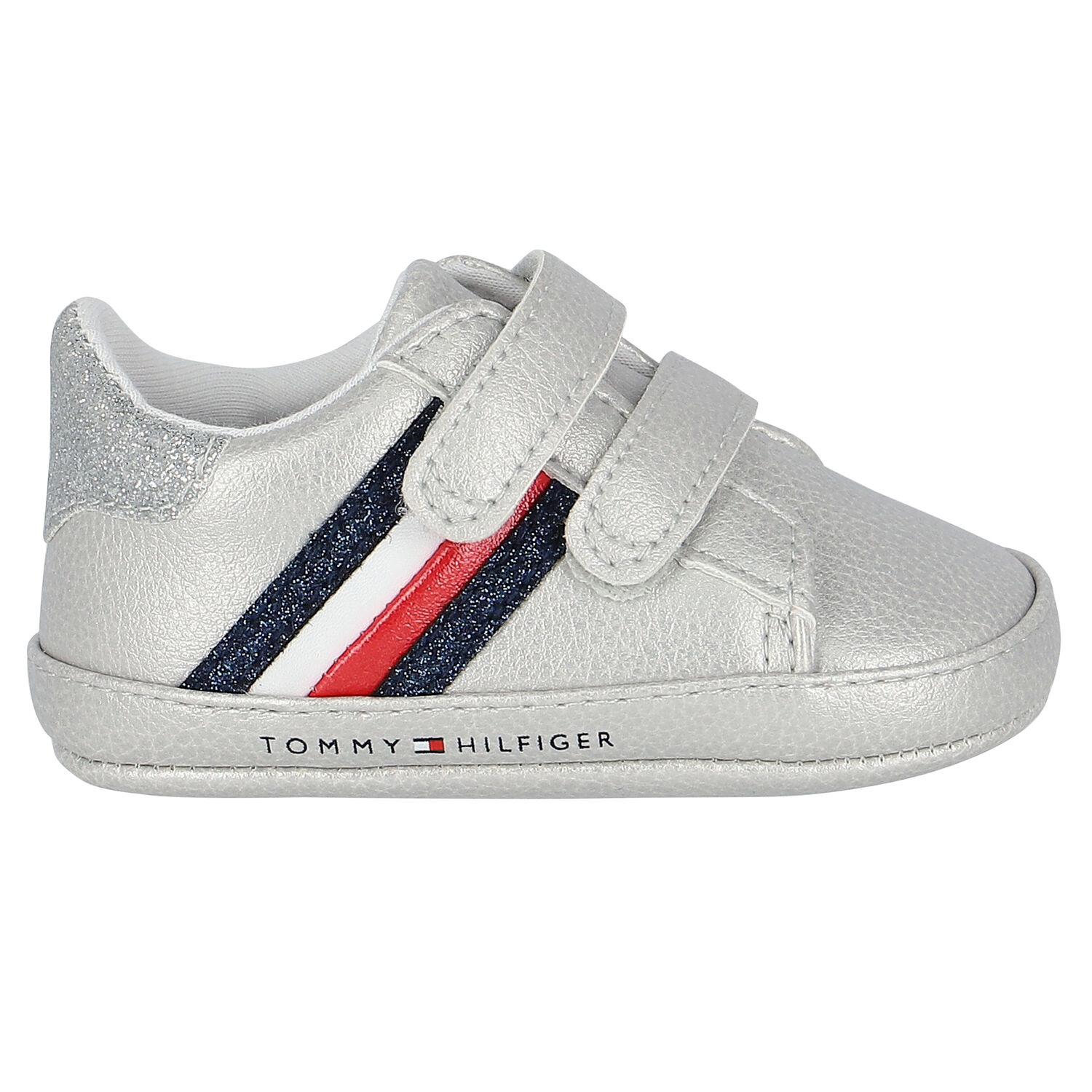 Silver Logo Pre Walker Shoes, 1, hi-res