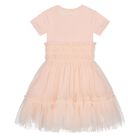 Girls Pink Logo Tulle Dress, 2, hi-res