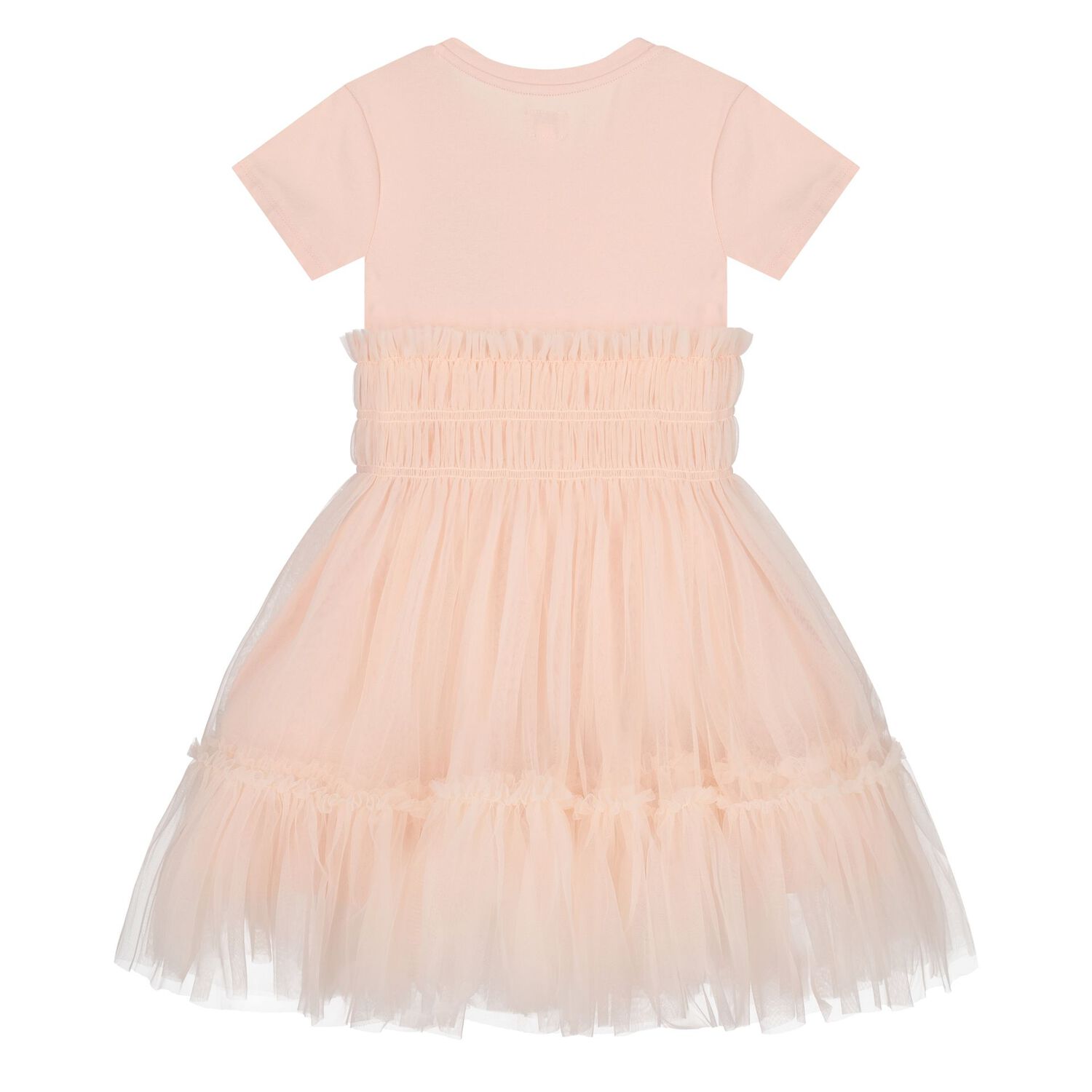 Girls Pink Logo Tulle Dress, 2, hi-res