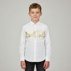 Boys White & Gold Logo Shirt, 1, hi-res