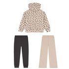 Girls Beige & Grey Spot Tracksuit ( 3 Piece ), 2, hi-res