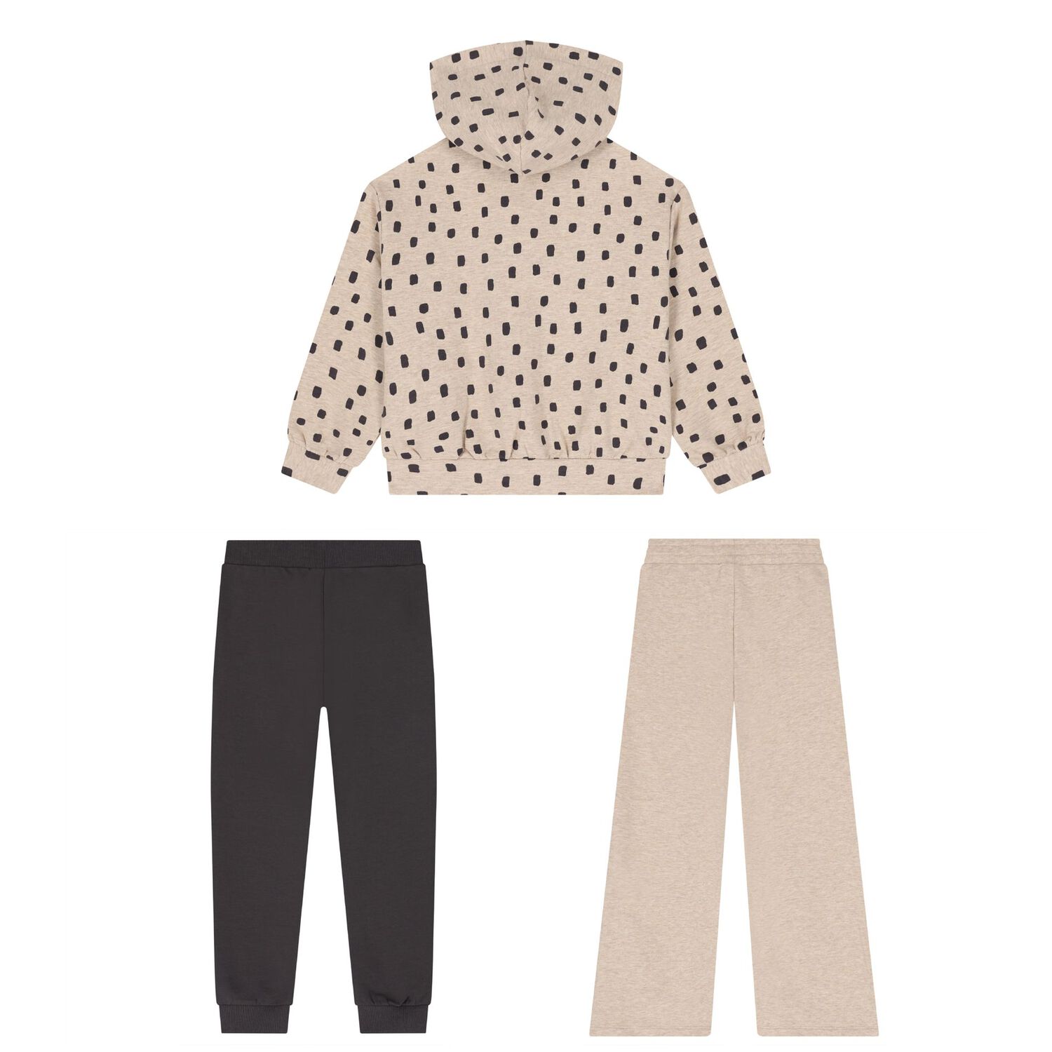 Girls Beige & Grey Spot Tracksuit ( 3 Piece ), 2, hi-res
