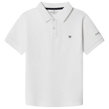 Boys White Logo Polo Shirt