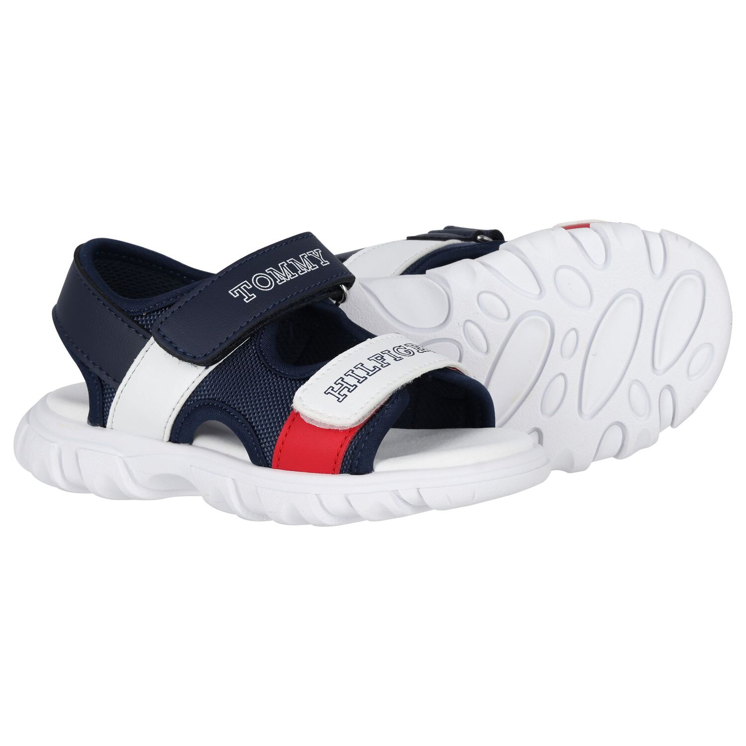 Boys White, Blue & Red Logo Sandals, 2, hi-res