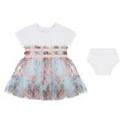 Baby Girls White & Green Tulle Dress Set, 1, hi-res