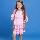 Girls Pink Ruffle Layered Skirt, 1, hi-res