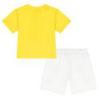 Boys Yellow & White Teddy Bear Logo Shorts Set, 1, hi-res