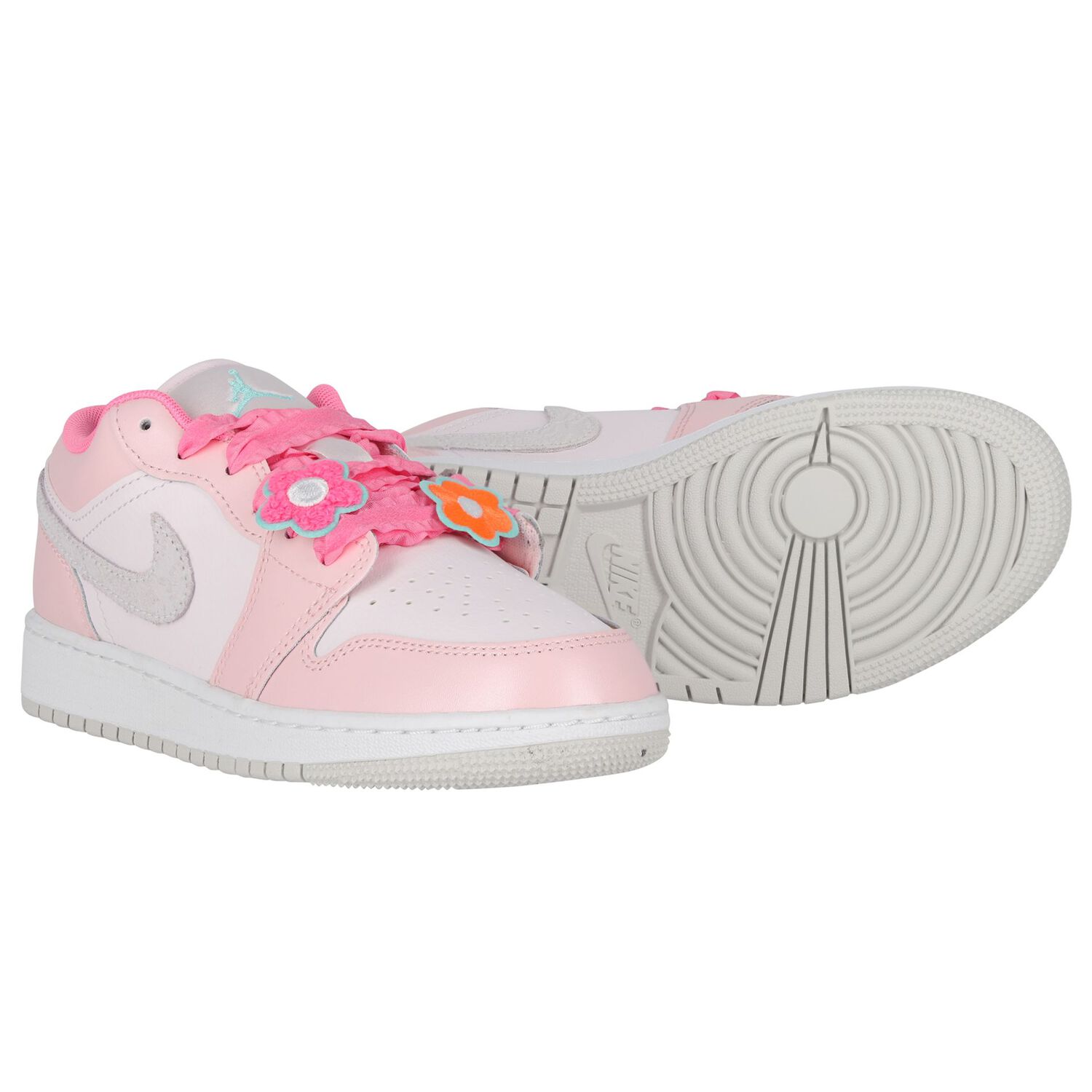 Girls Pink Logo Air Jordan 1 Low SE Trainers, 1, hi-res