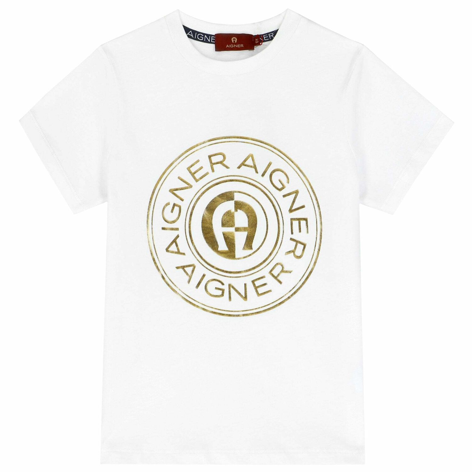 Boys White & Gold Logo T-Shirt, 1, hi-res