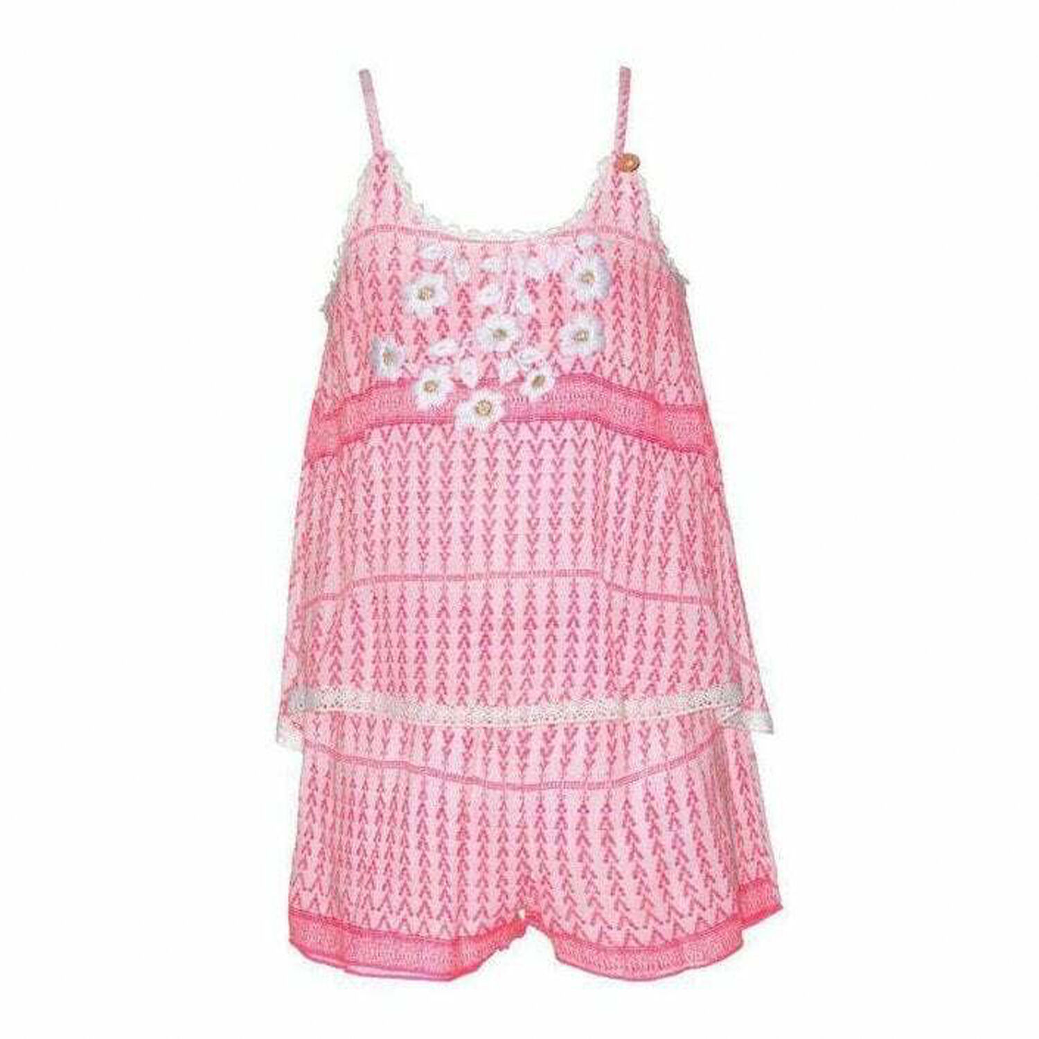 Girls White & Pink Playsuit, 1, hi-res