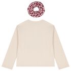 Girls Beige Keychain Long Sleeve Top Set, 3, hi-res