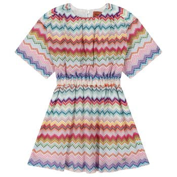 Girls Multi-Coloured Zig Zag Crochet Dress