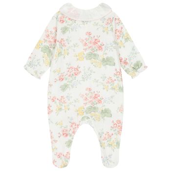 Baby Girls Ivory Floral Babygrow