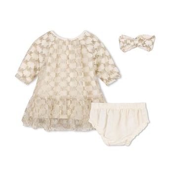 Younger Girls Gold Logo Tulle Dress Set
