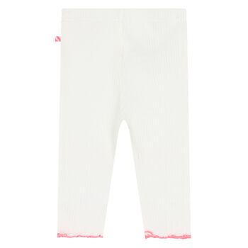 Younger Girls White & Pink Heart Leggings 