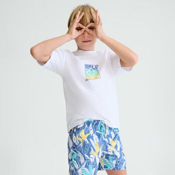 Boys Blue Leaves Swim Shorts