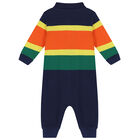Baby Boys Navy, Orange & Green Polo Romper, 1, hi-res