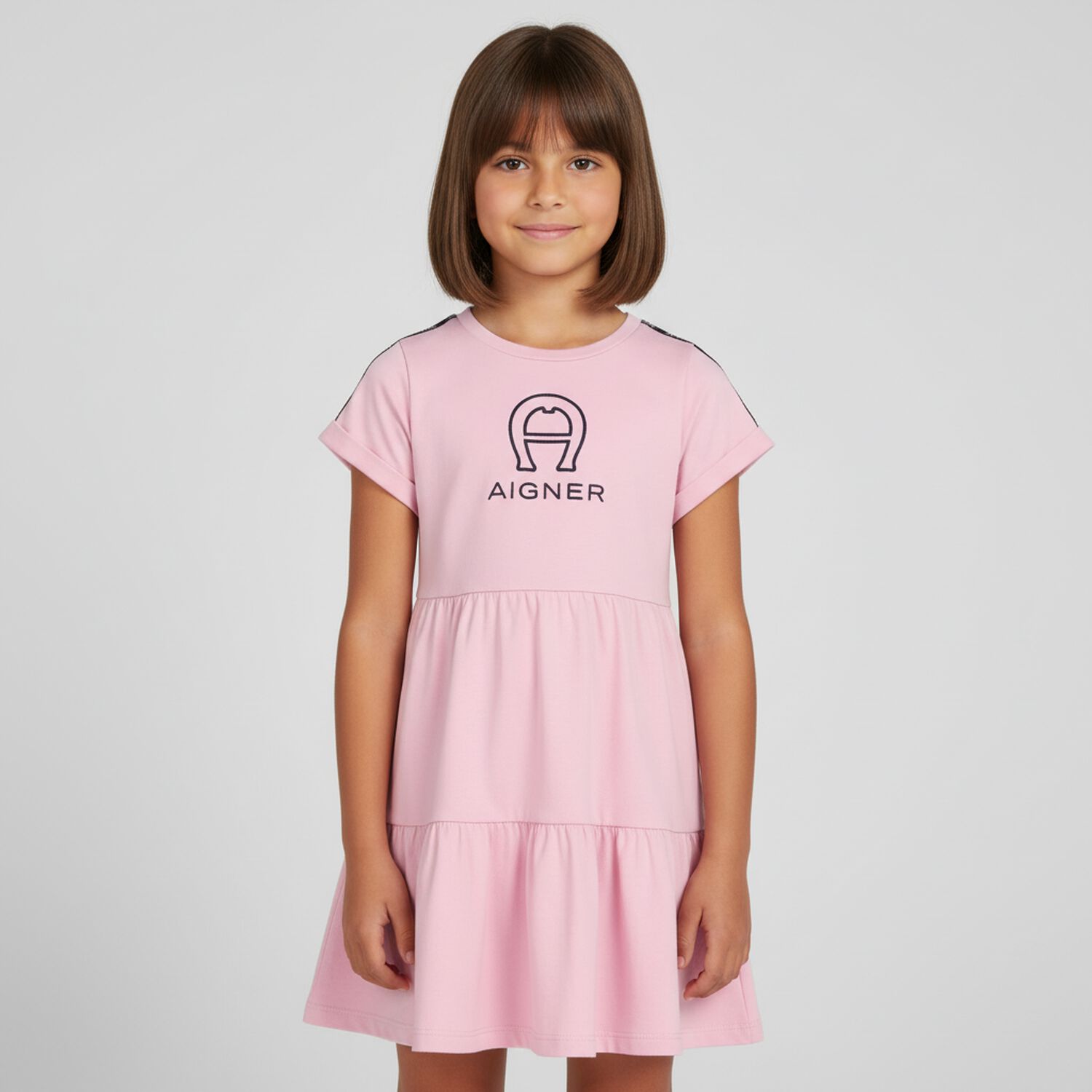 Girls Pink Logo Dress, 3, hi-res