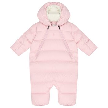 Ralph Lauren Baby Girls Pink Logo Snowsuit, 2 Baby Girls Pink Logo Snowsuit