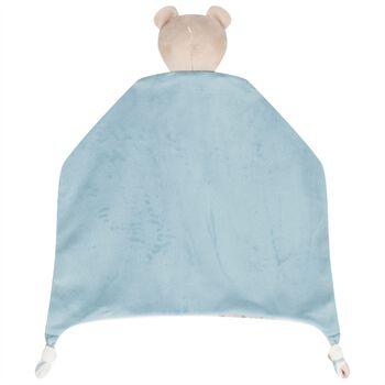 White & Blue Teddy Bear Baby Comforter