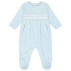 Baby Boys Blue Smocked Babygrow, 2, hi-res