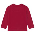 Younger Boys Burgundy Logo Long Sleeve Top, 1, hi-res
