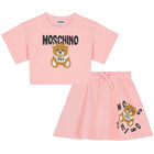 Girls Pink Teddy Logo Skirt Set, 3, hi-res