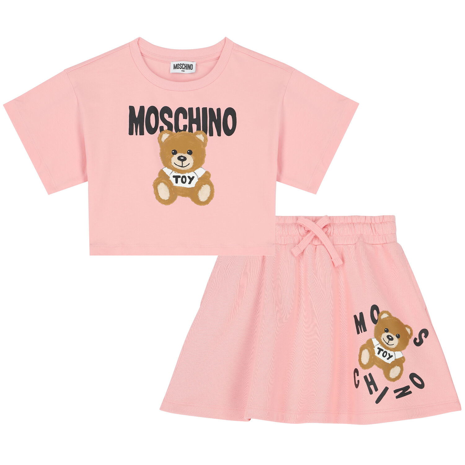 Girls Pink Teddy Logo Skirt Set, 3, hi-res