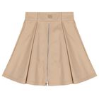 Girls Beige Logo Skirt, 1, hi-res