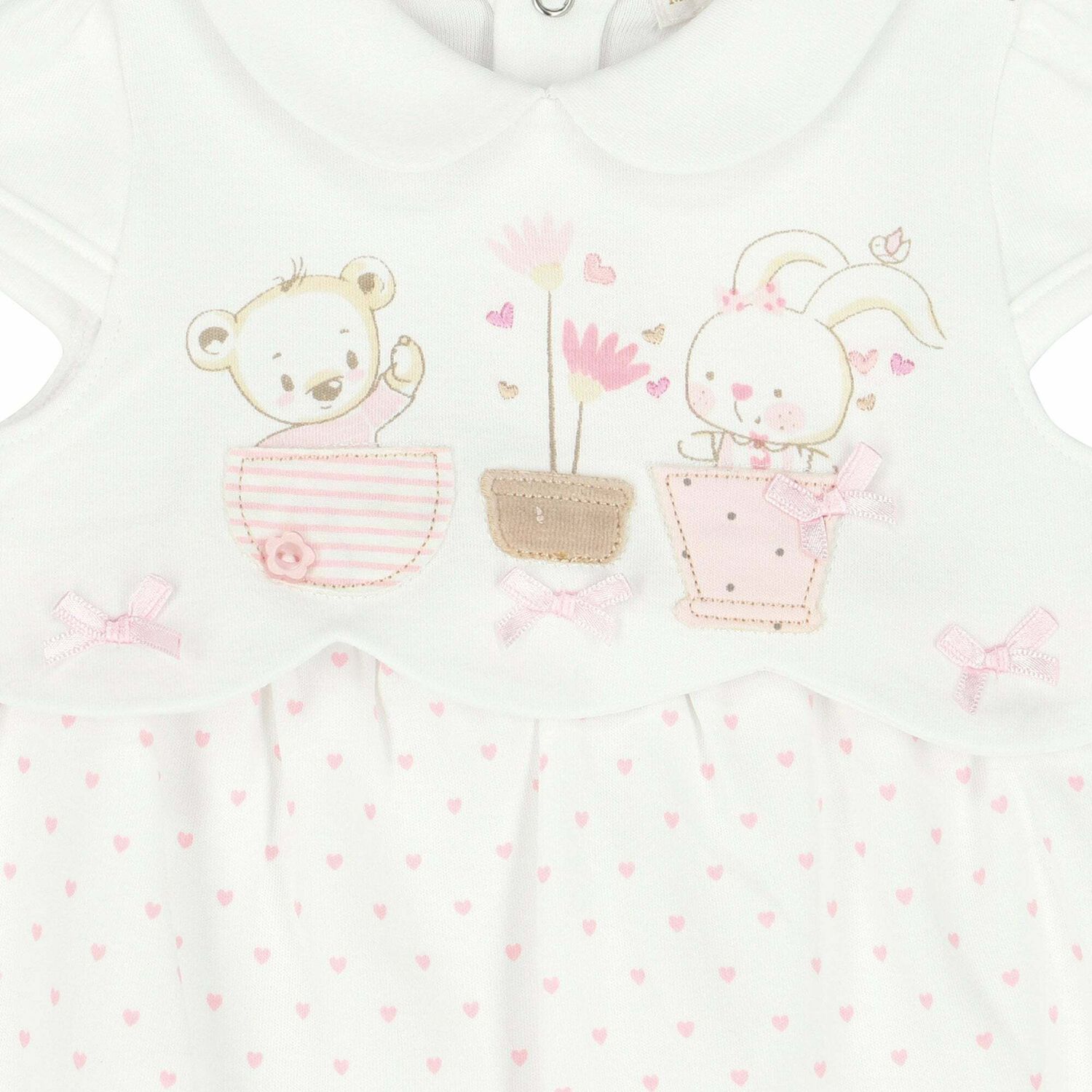 Baby Girls White & Pink Romper, 1, hi-res image number null